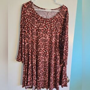 Larace Orange/Black Animal Print Tunic Dress Size 3X